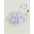 thumbnail image 2 of Cenuakty Baby Girls 2 Piece Outfits Floral Long Sleeves Mesh Tulle Romper Dress and Cute Headband for Toddler Infant Fall, 2 of 9