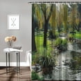 thumbnail image 2 of Orinice Nature Garden Shower Curtain, Green Forest Plants, River, Country View, Bathroom Decorating, Fabric Curtains with Hooks 69x72, 2 of 7