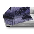 thumbnail image 3 of Tropical Soft Flannel Fleece Throw Blanket, Caribbean Island Landscape at Night Full Moon Sailboat and Palm Trees, Cozy Plush for Indoor and Outdoor Use, 60" x 80", Black Lavender White, by Ambesonne, 3 of 6