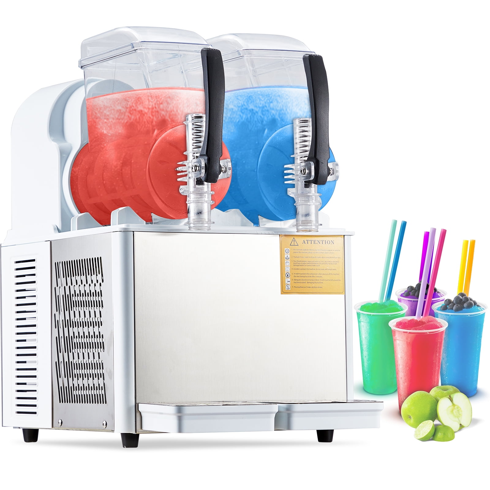 JustSmart Stainless Steel Commercial Margarita & Slushy Machine - 2 Tanks for Frozen Beverages & Smoothies, Perfect for Supermarkets, Cafes & Bars