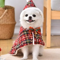 Christmas Pet Cloak with Hood Warm Winter Cape Costume for Small Dogs Cats Holiday Dress