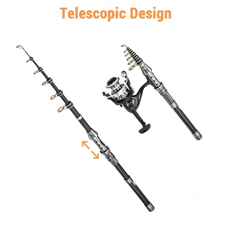 Portable Telescopic Fishing Rod with Tear Resistant Bag Includes Fishing  Reel and Accessories 