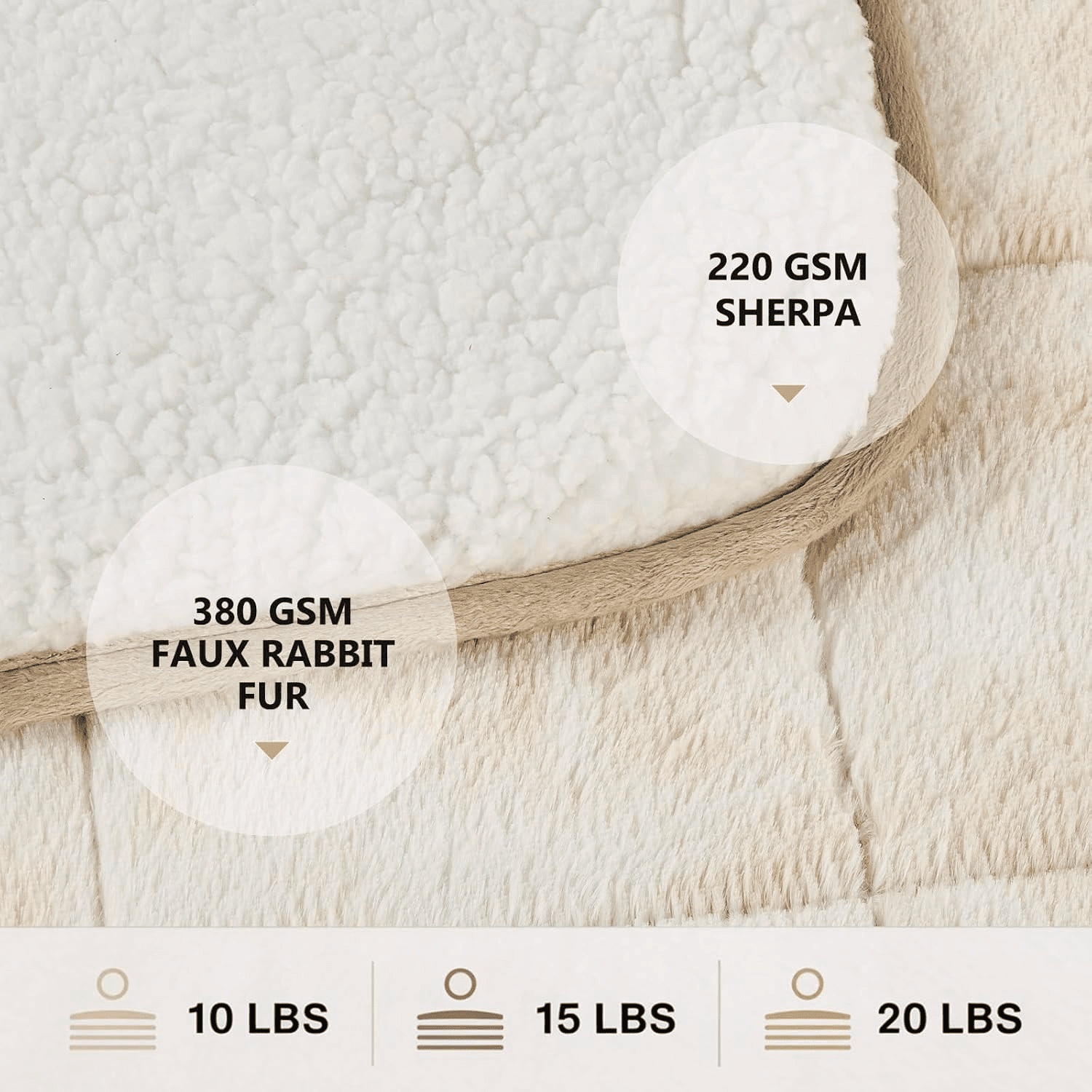 Electric Heated Throw Blanket 50"x60",Luxury Beige Faux Fur Electric Blanket,Fast Heating Soft Fluffy Thick Electric Blanket with 5 Heating Levels & 10H Auto Off