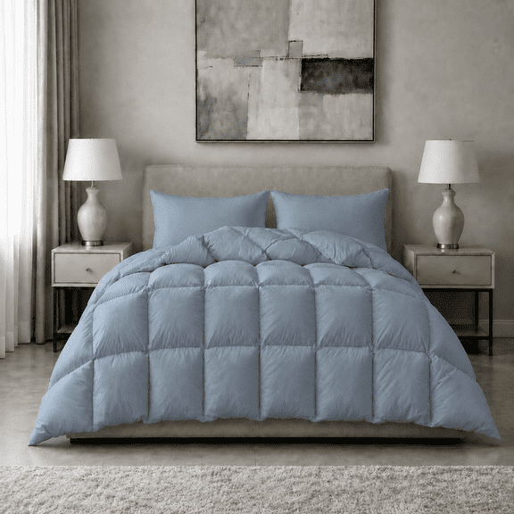 KAKABELL Goose Feather & Down Comforter California King Size,White Goose Feather & Down Fill, 3D-Baffle Box Design, 100% Cotton Cover, With 8 Corner Tabs, 98" x 108", Perfect for All-Season