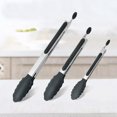 thumbnail image 1 of Pinzas de silicona de acero inoxidable para cocina, juego de 3, incluye pinzas de cocina con bloqueo de 7, 9 y 12 pulgadas, punta resistente al calor, agarre fuerte para carne, perfecto para sartenes TUNC Sencillez, 1 of 5