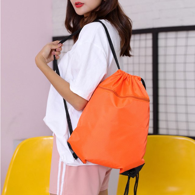 Lightweight Drawstring Sports Backpack with Secure Front Zipper Pocket and Convenient Inner Compartment for