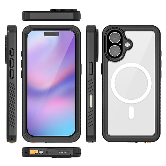 For iPhone 17 Case,Waterproof Built-in Screen & Camera Protector IP68 Underwater Full Body 17FT Military Dropproof Shockproof Phone Case 6.3"