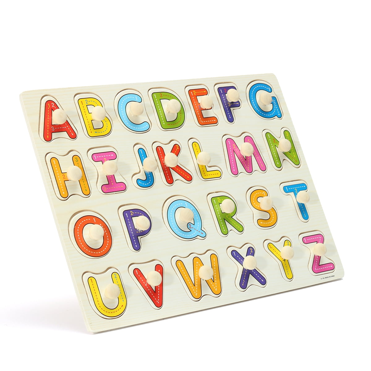 Wooden Alphabet ABC Jigsaw Learning Educational Puzzle Children Kid Toys S8N9 