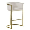 thumbnail image 1 of Tabouret de Bar en Velours Crème (Unité) avec Base en Métal Doré Chromé, 1 of 3