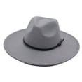 thumbnail image 1 of Sombrero Fedora de ala ancha para hombre y mujer, sombrero de fieltro con cinta, estilo Retro, Trilby, clásico, color negro, para invierno y otoño, 9,5 cm, 1 of 4