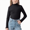thumbnail image 2 of Baby Girls Long Sleeve Shirt for 6 12 18 24 Months 3T 4T 5T 6T 7T 8T 9T 10T 11T 12T Fall Clothes Solid Basic Long Sleeve T Shirt Casual Mock Neck Tshirt Girls Tops, 2 of 5