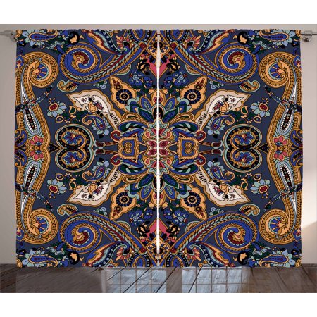 Paisley Curtains 2 Panels Set Historical Moroccan Florets With