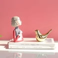 thumbnail image 5 of Conjunto de 2 estatuas de animales de cerámica dorada Decoración interior Estilo contemporáneo, 5 of 5