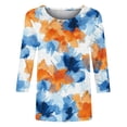 thumbnail image 5 of ZQUUVOU Women's T-Shirt 3/4 Short Sleeve Loose Elastic Printing Blouse C-Yellow (XL), 5 of 6