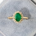thumbnail image 2 of Gold Plated Oval Shaped Emerald Ring/Emerald Engagement Ring/Diamond Halo/Unique Wedding Ring/Anniversary Gift/Bridal Promise Ring/Gold Fine Jewelry, 2 of 2