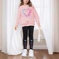 thumbnail image 2 of NOLDARES Kids Toddler Girls 2pcs Fall Winter Outfits Cute Long Sleeve Soft Top and Relaxed Joggers Pants Set Print Clothes Clothing(Pink,9-10 Y), 2 of 5