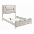 thumbnail image 3 of Queen Size Wooden Platform Bed with Upholstered Headboard and LED Lighting, White for Master Bedroom, 3 of 15