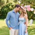 thumbnail image 5 of Mens Dress Shirts Long Sleeve Button Down Shirt Big And Tall Blue Formal Business Wedding Shirt 3XL, 5 of 8