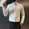 thumbnail image 4 of Ropa Sencilla Hombre Tops Camisas y blusas de negocios para hombre Formal Blanco Manga larga Elegante Original Estilo coreano Diseñador SI, 4 of 5