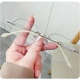 thumbnail image 3 of 3 Pairs of New Frameless Trimmed Anti-blue light Silver Polygon Reading Glasses for Women Trendy Metal Rimless Readers +2.50, 3 of 4
