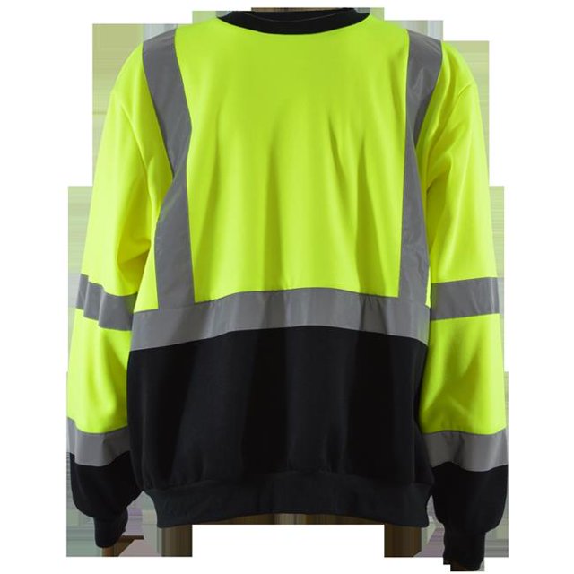 Sweatshirt Crew Neck Two Tone Ansi Class 3, Lime & Black - Small