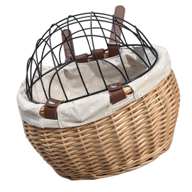 Greeniant Cesta de mimbre para bicicleta de alta resistencia, profesional, práctica, de gran capacidad, transportador de mascotas, cesta delantera para Ciclismo color miel Greeniant OD014421-02