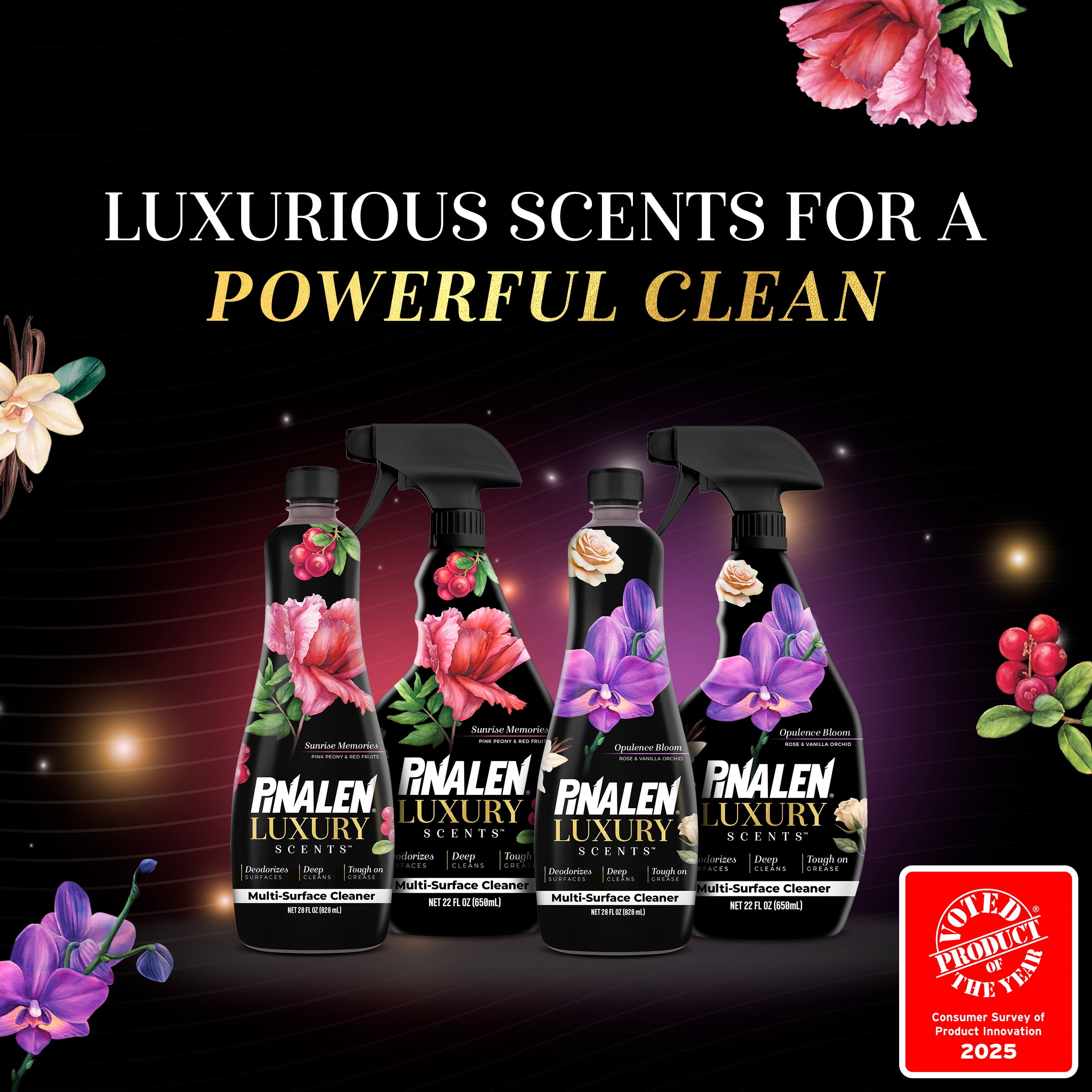 (8 pack) Pinalen Luxury Scents Opulence Bloom Multipurpose Cleaner, 22 fl oz