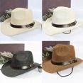 thumbnail image 2 of Unisex Cap Cowboy Trilby Hat Wide Brim Straw One Size Cap Hat, 2 of 6