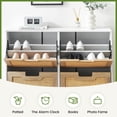 thumbnail image 4 of Rustic oak rattan shoe gabinete con 4 flip cajones: freestanding, narrow shoe almacenamiento para entrada o hallway (blanca y oak), 4 of 6