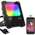 thumbnail image 1 of 15W RGBW Smart Floodlights, Outdoor Landscape Lighting with Bluetooth Connect & APP Control, Color Changing & Music Sync for Gardens, Patios & Walkways, 1 of 8