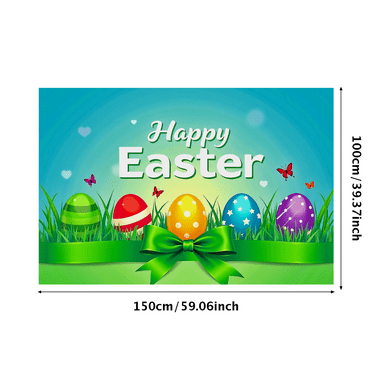 Colorful Easter Eggs Butterflies Happy Easter Banner Background Party Decorations Backdrop Photography Props Easter Celebration Event Decor Easter Party Supplies