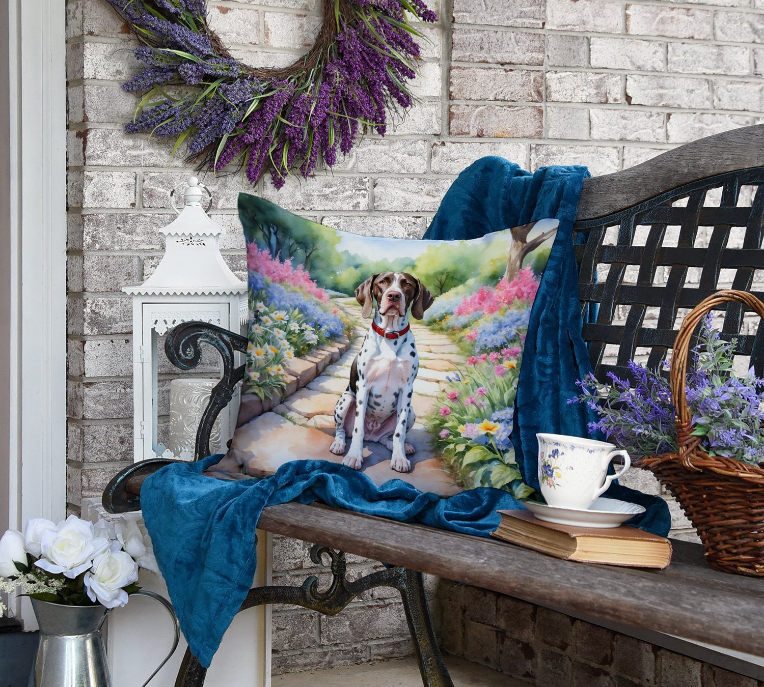 Pointer Spring Path Throw Pillow 18 in x 18 in