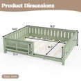 thumbnail image 5 of Bellemave Full Size Floor Bed with Bookshelf, Wood Montessori Beds with Slats and Safety Guardrail, Low Profile Queen Bed Frame with Fence, No Box Spring Needed (Green), 5 of 8