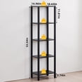 thumbnail image 2 of 54in Tall Bookshelf 5-Tier Small Narrow Bookcase, Skinny Book Shelf for Small Space, Farmhouse Slim Shelf with Storage, Wood Freestanding Display Thin Bookshelves for Living Room, Office, Black, 2 of 16