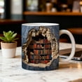 thumbnail image 3 of Library Bookshelf Mug, Bookshelf Design Ceramic Coffee Cup with 3D Visual Effect,Creative Space Design Multi-Purpose Ceramic Mug, Book Lovers Gifts for Readers, Librarians, Writers & Book Clubs, 3 of 9