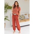 thumbnail image 2 of ORUYROP Ensemble 2 Pcs pour Femmes Ensemble de Détente Tendance Pull Tricoté Manches Courtes Mode, 2 of 6