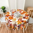 thumbnail image 6 of Fall Round Tablecloth 60 Inch Thanksgiving Harvest Autumn Pumpkin Fallen Leaves Maple Leaf Print Decorative Table Cloth Holiday Decorations Seasonal Decor for Home Kitchen Dining Room Picnic Party, 6 of 6