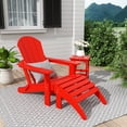 thumbnail image 4 of Polytrends  Laguna Hdpe All Weather Outdoor Patio Foldable Adirondack Chair With Ottoman And Side Table (3-Piece Set) Red, 4 of 5