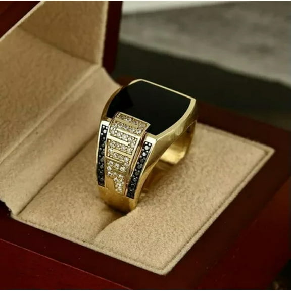 K-KED Gorgeous 925 Silver Wedding Ring Women Square Cut Zricon CZ Ring Sz 6-10-7-Gold