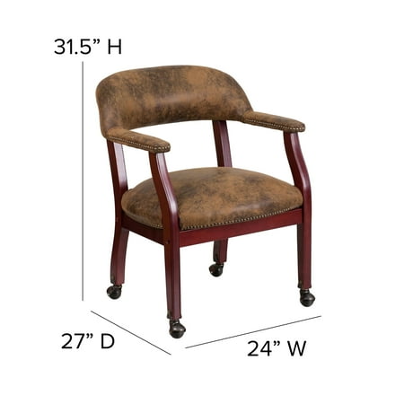 Flash Furniture - Sarah  Traditional Fabric Side Chair - Upholstered - Bomber Jacket Brown Microfiber