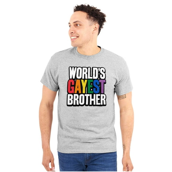 Worlds Gayest Brother Sibling Pride Men's Graphic T Shirt Tees Brisco Brands L
