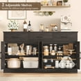 thumbnail image 3 of Homfa 59"W Farmhouse Kitchen Sideboard Credenza, Lengthen Storage Cabinet for Dining Room, 4-Doors 3-Drawer Wood Buffet with Adjustable Shelves, Dark Brown, 3 of 8