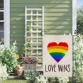 thumbnail image 4 of Newhomestyle LGBT Pride Rainbow Garden Flag 12×18 Inch Love Wins Heart Small Vertical Double Sided Seasonal Outside Decor for Yard Farmhouse, 4 of 4
