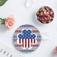 thumbnail image 4 of RYLABLUE Independence Day American Flag Clover Set of 6 Round Coaster for Drinks, Absorbent Ceramic Stone Coasters Cup Mat with Cork Base for Home Kitchen Room Coffee Table Bar Decor, 4 of 5