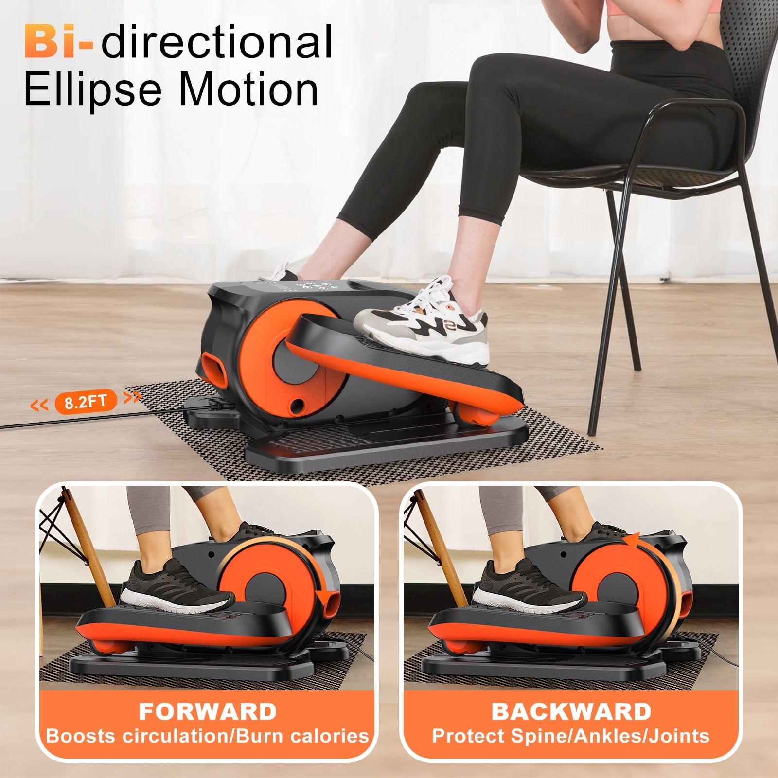 Funslim Under Desk Elliptical Exercise Machine,Leg Exerciser While Sitting, Quiet Portable Electric Seated Pedal Exerciser,Fully Assembled with Remote Control & 12 Adjustable Speeds