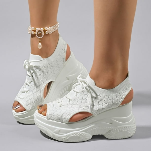WILLBEST Sandalias De Plataforma Para Mujer, Sandalias De Cuña De Verano A La Moda Para Mujer, Sandalias Transpirables Con Punta Redonda, Zapatillas Cómodas Para La Playa