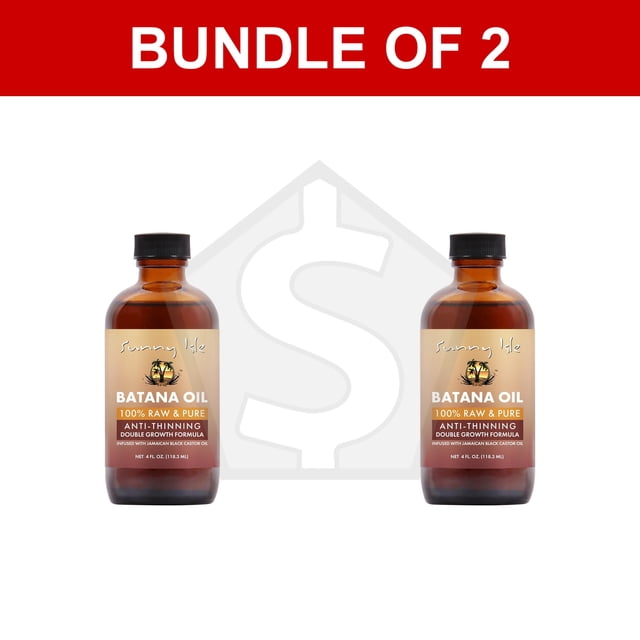Ensemble de 2 - SUNNY ISLE Huile de Batana Infusée d'Huile de Ricin Noire Jamaïcaine (4 Oz)