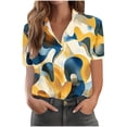 thumbnail image 5 of Fewfanhot Womens T Shirts Button Down Shirts for Women Short Sleeve Collared Tops Dressy Casual V Neck Blouses, 5 of 7