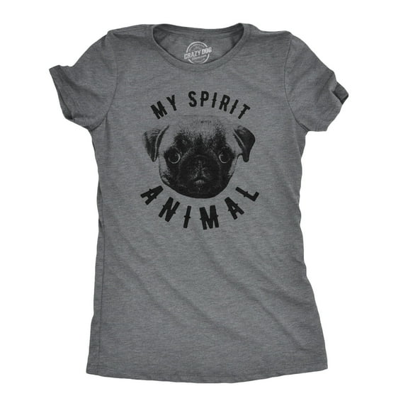 Womens My Spirit Animal Pug T Shirt Funny Dog Mom Tee Cute Top Gift for Her Womens Graphic Tees