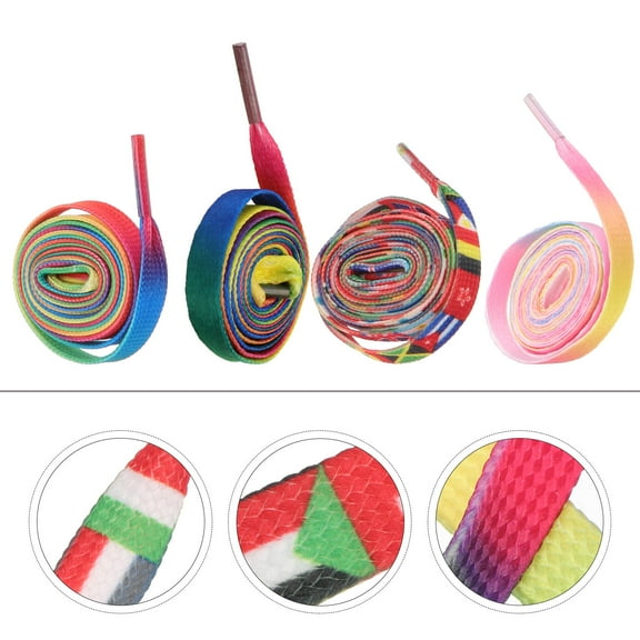 Minkissy 4Pcs Polyester Shoe Ties Funky Shoelaces Nonfading Print for Sports Activities